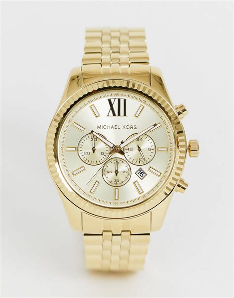 michael kors mk8281 gold|oversized lexington gold tone watch.